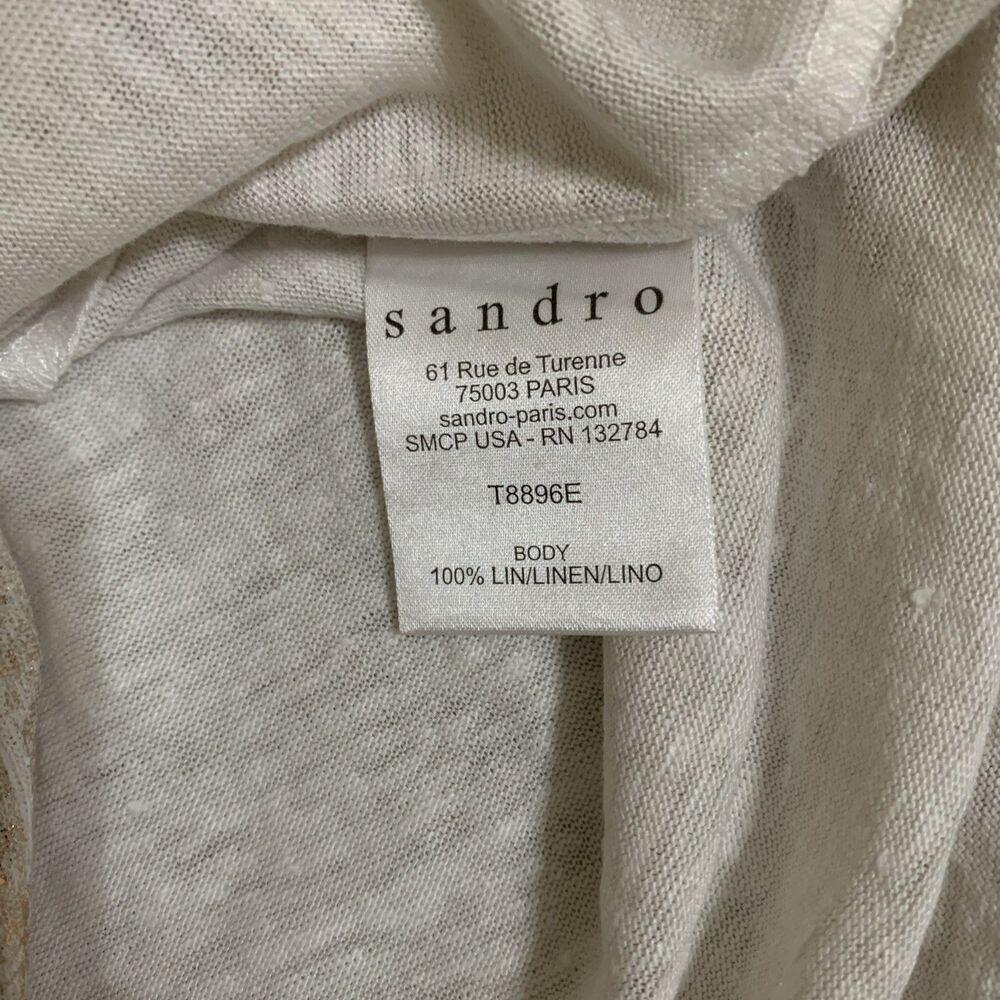 Sandro Paris Women's Linen Tank Top Rose Gold Crinkle Parisian Chic Boho Size 3 - Picture 6 of 6